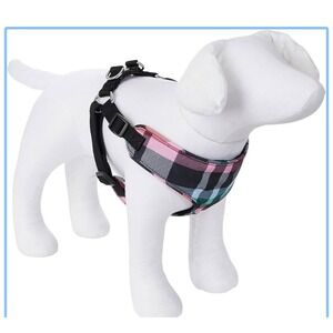 Vera Bradley Plaid Dog Harness Padded No-Pull Adjustable Blue Black Tartan